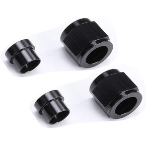 Aluminum Hardline Fitting - 3 AN Female Tube Nut and Sleeve For 3/16'' 4.76mm outer diameter alloy Tube Hose Line Fitting, Black, Pack of 2