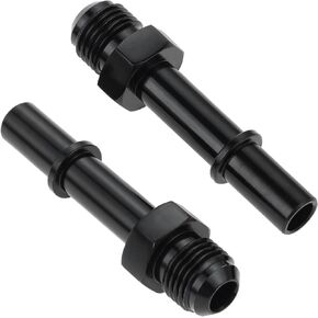 Gohantee 6AN Male to 3/8" SAE Quick Disconnect Male Push On EFI Fitting Adapter Work for Fuel Rail Hose - 2PCS Aluminum Black Anodized