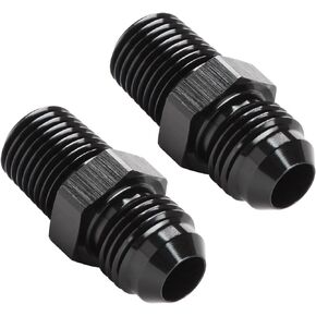 Podavelle 6AN Male Flare to 1/8 NPT Pipe Fitting Adapter Union Connector Straight Aluminum Black, Pack of 2