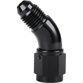 45 Degree 4AN Male to 4AN Female Swivel Full Flow Fitting Adapter Coupler Aluminum Black