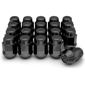 White Knight 1707SBK-20AM Black Chrome M12x1.50 Bulge Acorn Lug Nut, 20 Pack