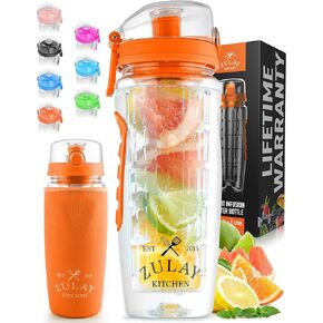 Zulay Fruit Infuser Water Bottle - 34oz - Leakproof With Full-Length Infusion Rod - Men Women's Ideal Fitness Gift Or For Gym, Camping