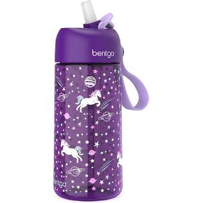 زجاجة مياه Bentgo® للأطفال - جديدة ومحسنة 2023 مقاومة للتسرب، خالية من مادة BPA، سعة 15 أونصة. كوب للأطفال الصغار والأطفال - مصاصة آمنة للشرب للمدرسة والرياضة والرعاية النهارية والتخييم والمزيد (الشاحنات)