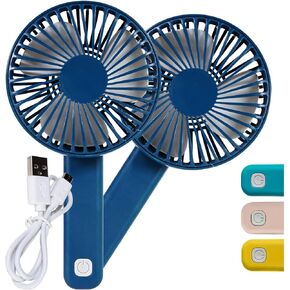 Bright Eyes | Handheld Fan with Pivoting Adjustable Handle | 2 Pack | Great for Hot Flashes | Micro USB Rechargeable (Pink)