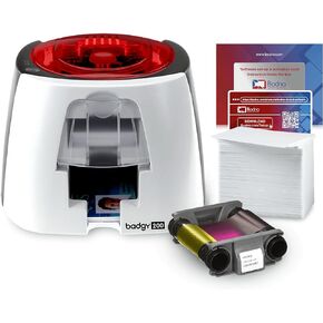 Bodno Badgy200 Color Plastic ID Card Printer with Complete Supplies Package ID Software - Bronze Edition