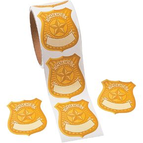Police Badge Nametag Stickers for Birthday