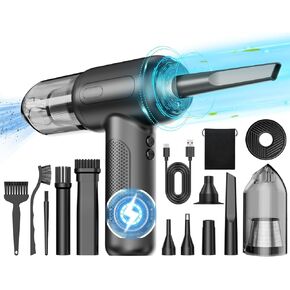 Compressed Air Vacuum,4 in 1 Air Duster Computer Mini Vacuum Cleaner, 160000RPM Brushless Motor Cordless Handheld Vacuum, Newest Generation Canned Air Spray Portable Car Vacuum Keyboard Cleaner