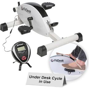 FitDesk Under Desk Bike Pedal Machine with Magnetic Resistance for Quiet, Fluid Motion - Adjustable Tension with Digital Performance Meter