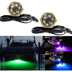 1/2" NPT RGBW Boat Drain Plug Lights,LED Underwater Stainless Steel Stern Plug Light,No Drilling Required with IR Remote/APP Control Dynamic Modes(2 Packs)