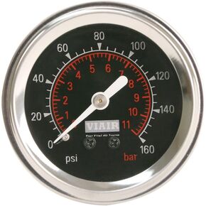 VIAIR 90088 Black Face 2" 160 PSI Illuminated Single Needle Gauge