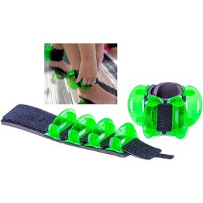 Aqualogix Low Resistance Hybrid Aquatic Training Fin Set - Green | Aquatic Cuffs | Quick Start Guide | Leg Water Weights | Aqua Aerobics, HIIT & Swim Training | Pair (LRPCFIN)