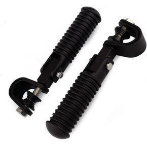 1" (25.4mm) -1.25" (32mm) Motorcycle Highway Engine Crash Bar Guard Foot Pegs Clamp Footrest Mount Rest Rubber For Harley Chopper Bobber Custom (Matte Black)