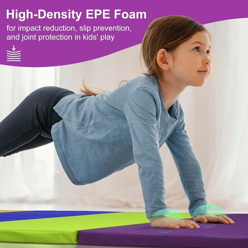 TWOCORN Gymnastics Mat - Foldable Kids Tumbling Mat, Extra Thick High-Density Tear-Resistant, Suitable for Tumbling, Gymnastics, and Stretching in Saudi Arabia