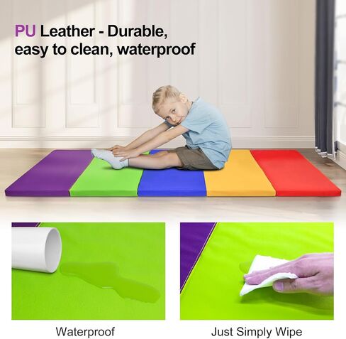 TWOCORN Gymnastics Mat - Foldable Kids Tumbling Mat, Extra Thick High-Density Tear-Resistant, Suitable for Tumbling, Gymnastics, and Stretching in Saudi Arabia