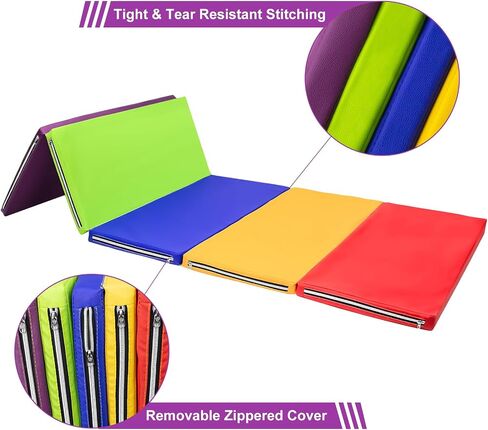 TWOCORN Gymnastics Mat - Foldable Kids Tumbling Mat, Extra Thick High-Density Tear-Resistant, Suitable for Tumbling, Gymnastics, and Stretching in Saudi Arabia