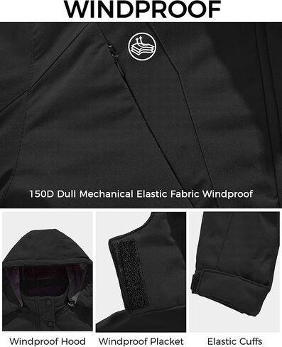 سترة تزلج مقاومة للماء للفتيات من Wantdo معطف شتوي مقاوم للرياح في الهواء الطلق مع غطاء رأس قابل للفصل in Kuwait