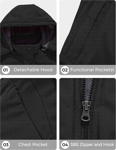 سترة تزلج مقاومة للماء للفتيات من Wantdo معطف شتوي مقاوم للرياح في الهواء الطلق مع غطاء رأس قابل للفصل in Kuwait