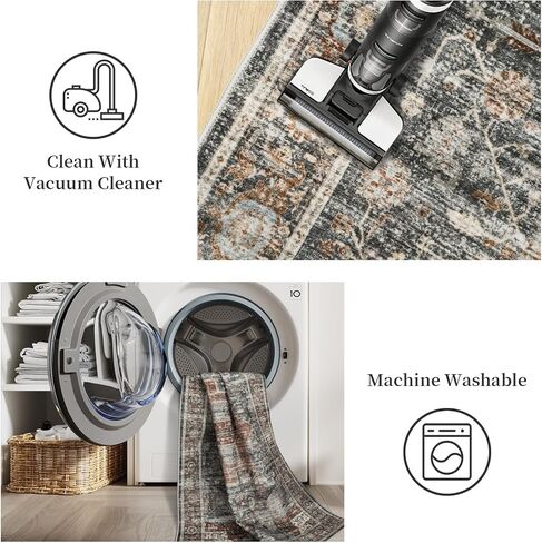 3x5 Area Rug - Washable Kitchen Rugs Non Slip, Small Rugs for Entryway, Stain Resistant Vintage Area Rug for Home Decor, Soft Low Pile Area Rugs (Beige/Brown, 3'x5') in Saudi Arabia