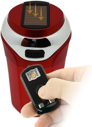 Car Ashtray with Solar Powered Lighter and LED Light, No Charging, Detachable and Portable (Blue) in Kuwait