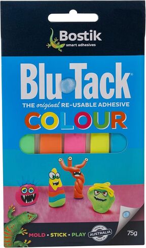 لاصق بوستيك بلو تاك القابل لإعادة الاستخدام: 75 جم، 5 شرائط - برتقالي، أخضر، وردي، أزرق وأصفر / متنوع (برتقالي، أخضر، وردي، أزرق وأصفر) in Kuwait