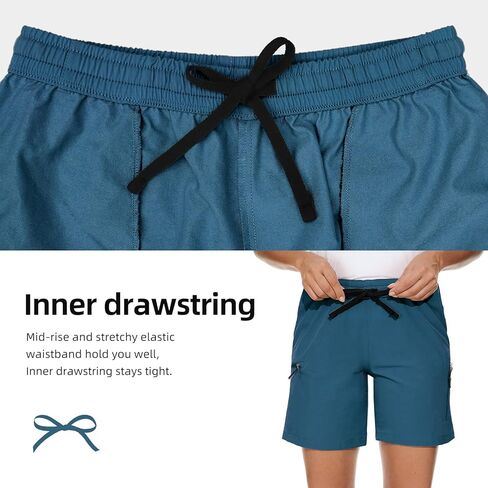 Cagola 7 "المشي لمسافات طويلة جولف السراويل النساء السراويل البضائع مع جيوب سريعة الجافة السراويل الرياضية تجريب الصيف مرونة الخصر in Kuwait