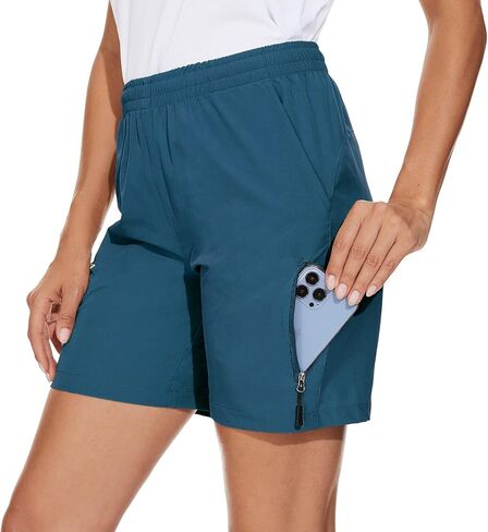 Cagola 7 "المشي لمسافات طويلة جولف السراويل النساء السراويل البضائع مع جيوب سريعة الجافة السراويل الرياضية تجريب الصيف مرونة الخصر in Kuwait