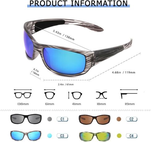 MALIDAK Fishing Sunglasses, Polarized Floating Sunglasses For Surfing, Fishing, Boating Sunglasses for Men Women in Kuwait
