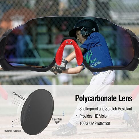 DUCO Polarized Kids Sunglasses Youth Baseball Sun Glasses Sports Teens Cycling Shades Boys Girls with 3 Lenses DK280 in Saudi Arabia