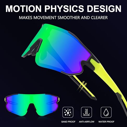 OULAIQI Sports Sunglasses Cycling Sunglasses for Men Women with 1 or 3 Interchangeable Lenses Baseball Glasses in Kuwait