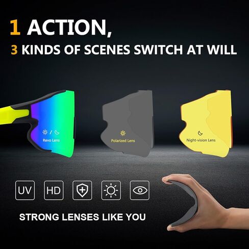 OULAIQI Sports Sunglasses Cycling Sunglasses for Men Women with 1 or 3 Interchangeable Lenses Baseball Glasses in Kuwait