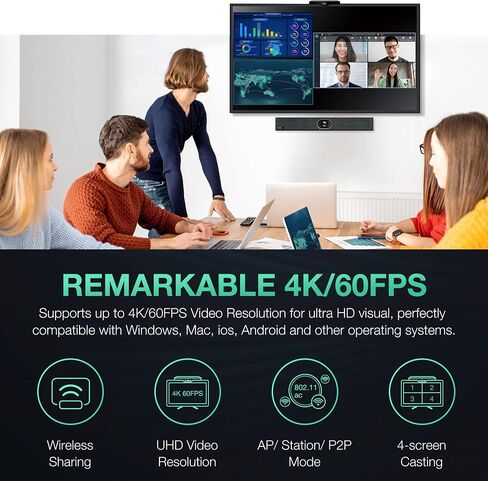 Yealink RoomCast 4K Ultra HD Multi-Sharing Experience with Wireless Presentation Pod, Miracast, AirPlay & Google Cast for Effective Collaboration in Meeting Rooms and Workspaces in Saudi Arabia