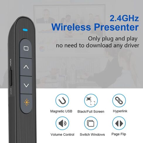 Presentation Clicker for PowerPoint Remote, Hyperlink Volume Wireless Presenter Remote Presentation Pointer, USB Presentation Remote Slide Advancer PPT Clicker for Computer Laptop Mac in Saudi Arabia