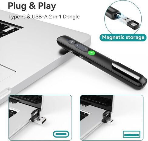 LETEAPII Powerpoint Clicker with Laser Pointer: Wireless Presentation Remote Presenter, Finger Ring Power Point PPT Clickers, Rechargeable Hyperlink Google Slide Advancer for Mac, Laptop, Computer in Saudi Arabia