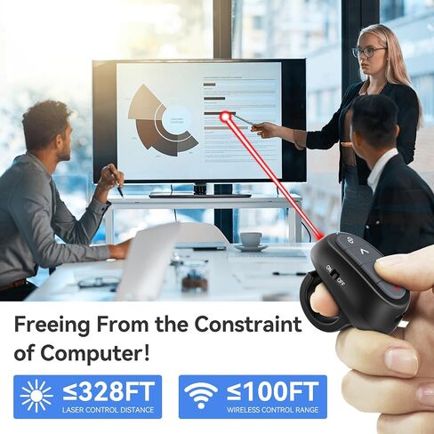 LETEAPII Powerpoint Clicker with Laser Pointer: Wireless Presentation Remote Presenter, Finger Ring Power Point PPT Clickers, Rechargeable Hyperlink Google Slide Advancer for Mac, Laptop, Computer in Saudi Arabia