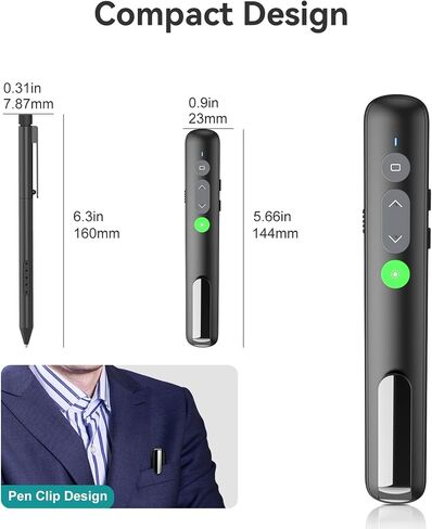 LETEAPII Powerpoint Clicker with Laser Pointer: Wireless Presentation Remote Presenter, Finger Ring Power Point PPT Clickers, Rechargeable Hyperlink Google Slide Advancer for Mac, Laptop, Computer in Saudi Arabia