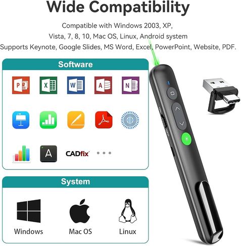 LETEAPII Powerpoint Clicker with Laser Pointer: Wireless Presentation Remote Presenter, Finger Ring Power Point PPT Clickers, Rechargeable Hyperlink Google Slide Advancer for Mac, Laptop, Computer in Saudi Arabia