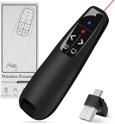 جهاز عرض لاسلكي BESTFIRE 2 في 1 USB من النوع C لبرنامج PowerPoint، خفيف الوزن يصل إلى 2 أوقية، جهاز عرض عن بعد بتردد 2.4 جيجا هرتز لأجهزة Mac/Windows/Linux، الكمبيوتر/الكمبيوتر المحمول، PPT/Keynote in Kuwait