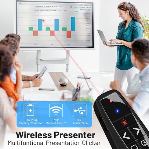 جهاز عرض لاسلكي BESTFIRE 2 في 1 USB من النوع C لبرنامج PowerPoint، خفيف الوزن يصل إلى 2 أوقية، جهاز عرض عن بعد بتردد 2.4 جيجا هرتز لأجهزة Mac/Windows/Linux، الكمبيوتر/الكمبيوتر المحمول، PPT/Keynote in Kuwait