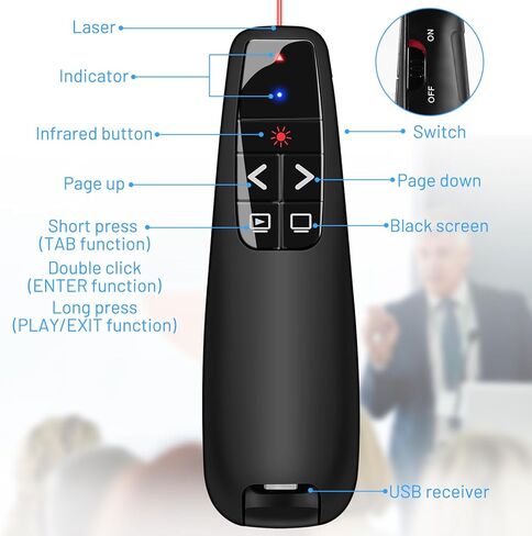 جهاز عرض لاسلكي BESTFIRE 2 في 1 USB من النوع C لبرنامج PowerPoint، خفيف الوزن يصل إلى 2 أوقية، جهاز عرض عن بعد بتردد 2.4 جيجا هرتز لأجهزة Mac/Windows/Linux، الكمبيوتر/الكمبيوتر المحمول، PPT/Keynote in Kuwait