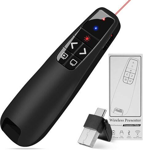 جهاز عرض لاسلكي BESTFIRE 2 في 1 USB من النوع C لبرنامج PowerPoint، خفيف الوزن يصل إلى 2 أوقية، جهاز عرض عن بعد بتردد 2.4 جيجا هرتز لأجهزة Mac/Windows/Linux، الكمبيوتر/الكمبيوتر المحمول، PPT/Keynote in Kuwait