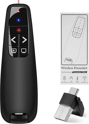 جهاز عرض لاسلكي BESTFIRE 2 في 1 USB من النوع C لبرنامج PowerPoint، خفيف الوزن يصل إلى 2 أوقية، جهاز عرض عن بعد بتردد 2.4 جيجا هرتز لأجهزة Mac/Windows/Linux، الكمبيوتر/الكمبيوتر المحمول، PPT/Keynote in Kuwait
