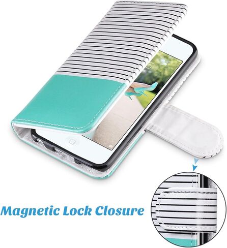 حافظة محفظة ULAK iPod Touch 7، حافظة iPod Touch 6 مع حامل بطاقة، غطاء حماية فوليو من جلد البولي يوريثان الفاخر بقفل مغناطيسي لجهاز iPod Touch الجيل السابع/السادس/الخامس (رخام) in Kuwait