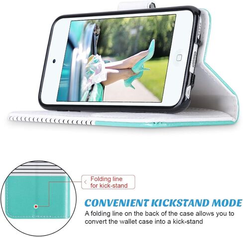 حافظة محفظة ULAK iPod Touch 7، حافظة iPod Touch 6 مع حامل بطاقة، غطاء حماية فوليو من جلد البولي يوريثان الفاخر بقفل مغناطيسي لجهاز iPod Touch الجيل السابع/السادس/الخامس (رخام) in Kuwait