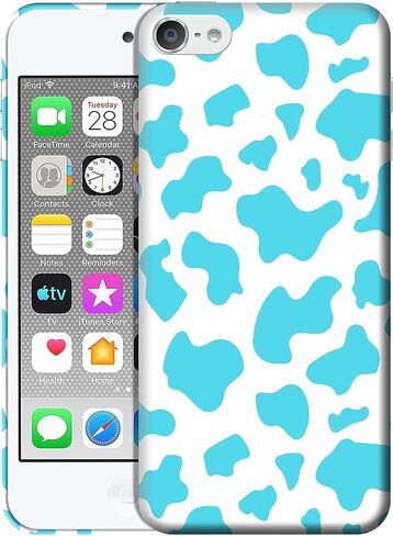 Glisten - iPod Touch 7th / 6th / 5th Generation Case - Cow Skin Sky Blue Print Design Printed Slim Plastic Hard Snap on Protective Designer Back Phone Case/Cover for iPod Touch 7/6 / 5., White in Kuwait