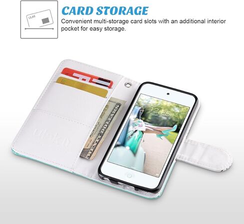 حافظة محفظة ULAK iPod Touch 7، حافظة iPod Touch 6 مع حامل بطاقة، غطاء حماية فوليو من جلد البولي يوريثان الفاخر بقفل مغناطيسي لجهاز iPod Touch الجيل السابع/السادس/الخامس (رخام) in Kuwait