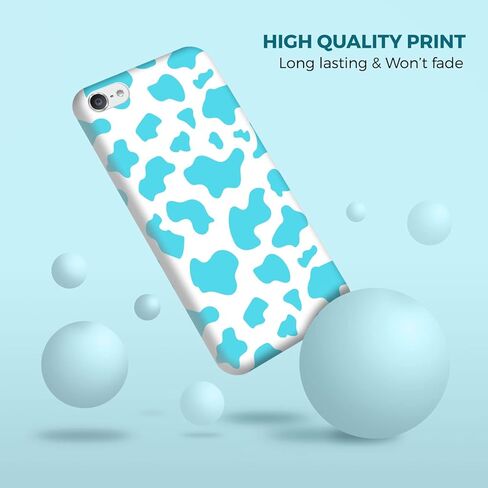 Glisten - iPod Touch 7th / 6th / 5th Generation Case - Cow Skin Sky Blue Print Design Printed Slim Plastic Hard Snap on Protective Designer Back Phone Case/Cover for iPod Touch 7/6 / 5., White in Kuwait