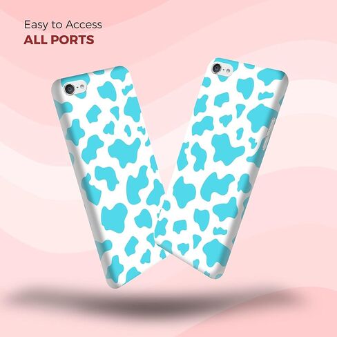 Glisten - iPod Touch 7th / 6th / 5th Generation Case - Cow Skin Sky Blue Print Design Printed Slim Plastic Hard Snap on Protective Designer Back Phone Case/Cover for iPod Touch 7/6 / 5., White in Kuwait