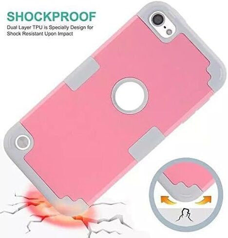 حافظة لجهاز iPod Touch الجيل السابع / السادس / الخامس، حافظة صلبة مزدوجة الطبقات من البولي كربونات + غطاء صلب من السيليكون المقاوم للصدمات عالي التحمل لجهاز Apple iPod Touch 7 6 5 (أسود + أزرق) in Kuwait