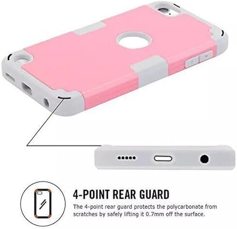 حافظة لجهاز iPod Touch الجيل السابع / السادس / الخامس، حافظة صلبة مزدوجة الطبقات من البولي كربونات + غطاء صلب من السيليكون المقاوم للصدمات عالي التحمل لجهاز Apple iPod Touch 7 6 5 (أسود + أزرق) in Kuwait