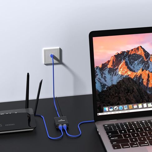 Vergissm Ethernet Splitter, 1000Mbps Ethernet Splitter 1 to 2 High Speed [2 Devices Networked Simultaneously], Network LAN Internet Splitter with USB Power Cable, RJ45 Splitter for Cat 5/5e/6/7/8 in Kuwait